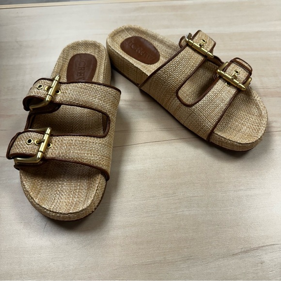 J. Crew Tan and Gold Buckle Sandals - Picture 3 of 11
